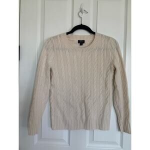 J. Crew Ivory Cable knit Sweater Size XS Ivory 100% Cashmere